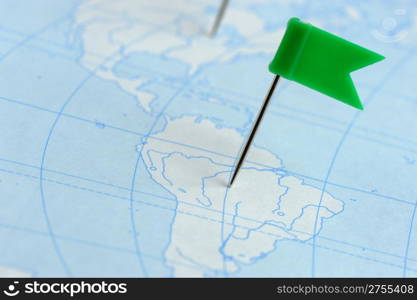 Flag a pin. A label on a planimetric map