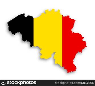Flag and country border line of belgium, isolated