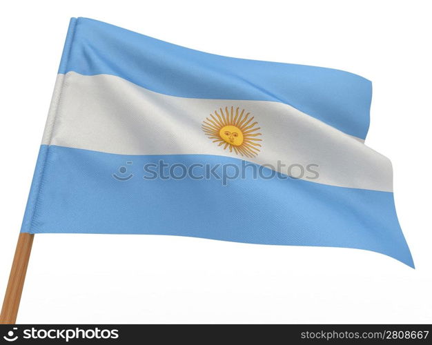 flag fluttering in the wind. Argentina. 3d