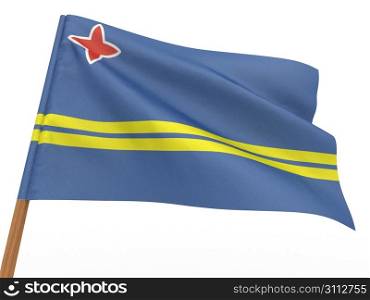flag fluttering in the wind. Aruba. 3d