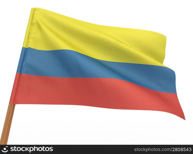 flag fluttering in the wind. Colombia. 3d