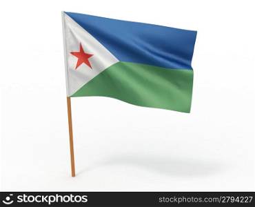 flag fluttering in the wind. Djibouti. 3d