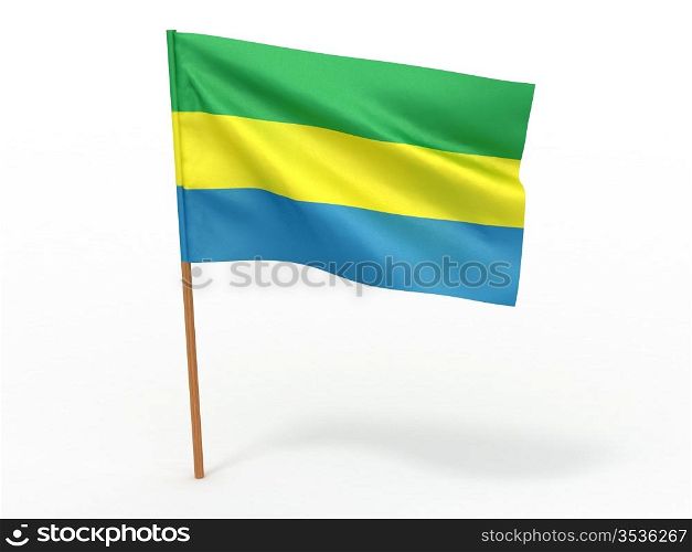 flag fluttering in the wind. Gabon. 3d