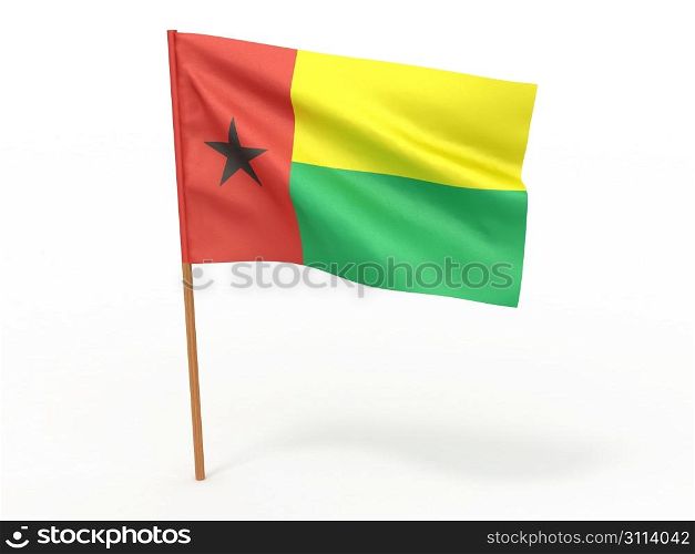 flag fluttering in the wind. Guinea Bissau. 3d