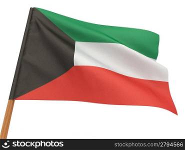 flag fluttering in the wind.Kuwait. 3d