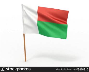 flag fluttering in the wind. Madagascar. 3d