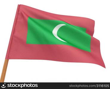 flag fluttering in the wind. Maldivei. 3d