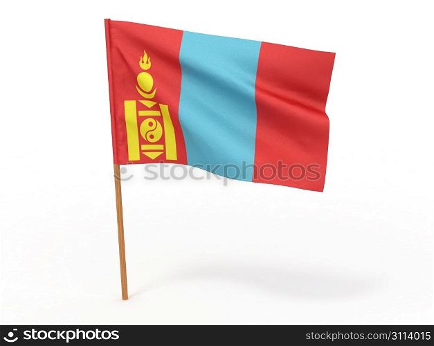 flag fluttering in the wind. Mongolia. 3d