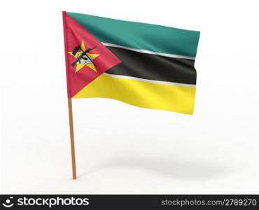 flag fluttering in the wind. Mozambiqe. 3d