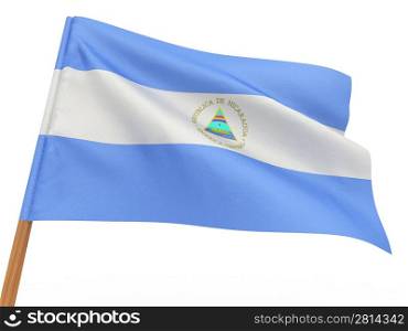 flag fluttering in the wind. Nicaragua. 3d