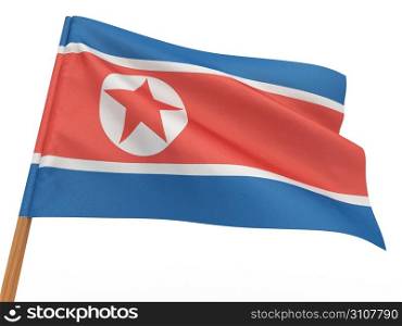 flag fluttering in the wind. North Korea. 3d