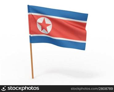 flag fluttering in the wind Nothern Korea. 3d