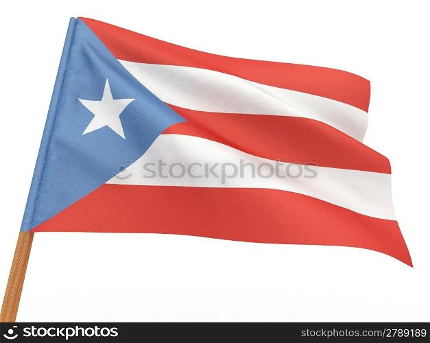 flag fluttering in the wind. Puerto-Rico. 3d