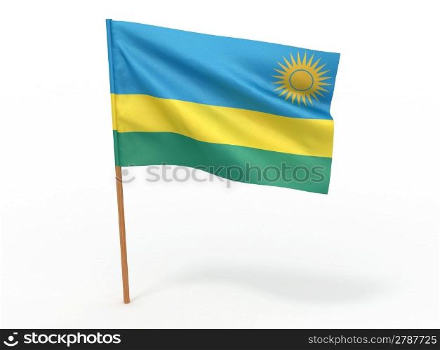 flag fluttering in the wind. Rwanda. 3d