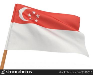 flag fluttering in the wind. Singapore. 3d