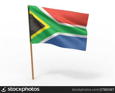 flag fluttering in the wind. South Africa. 3d