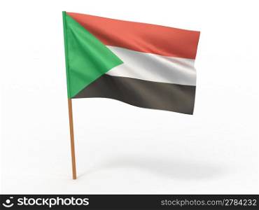 flag fluttering in the wind. Sudan. 3d