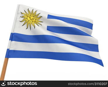 flag fluttering in the wind. Uruguay. 3d