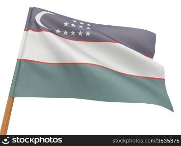 flag fluttering in the wind. Uzbekistan. 3d