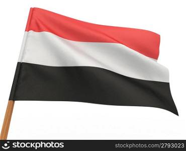 flag fluttering in the wind. Yemen. 3d