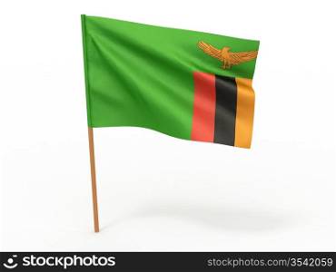 flag fluttering in the wind. Zambia. 3d