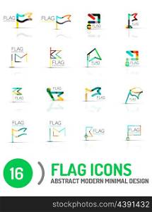Flag icon logo collection, linear design