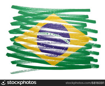 Flag illustration made with pen - Brazil