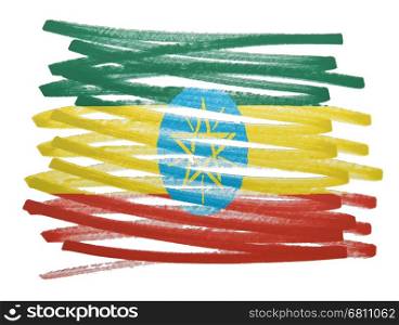 Flag illustration made with pen - Ethiopia