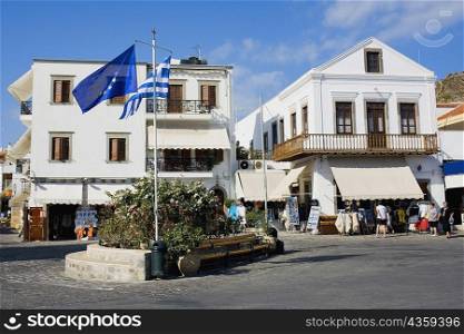 Flag in the center of a city, Patmos, Dodecanese Islands, Greece