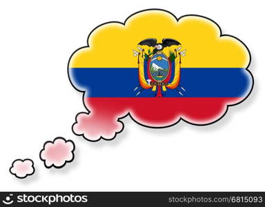 Flag in the cloud, isolated on white background, flag of Ecuador