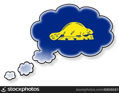 Flag in the cloud, isolated on white background, flag of Oregon