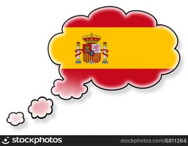 Flag in the cloud, isolated on white background, flag of Spain