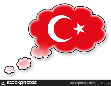 Flag in the cloud, isolated on white background, flag of Turkey