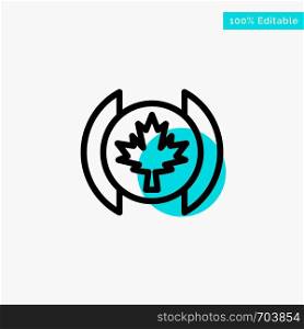 Flag, Leaf, Tree turquoise highlight circle point Vector icon