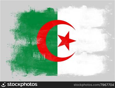 Flag of Algeria painted with brush on solid background,