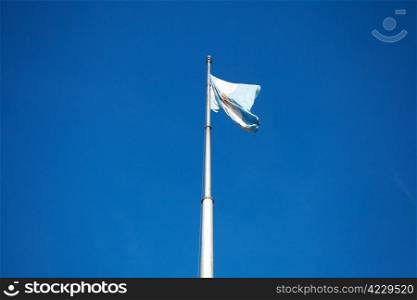 Flag of Argentina against the blue sky