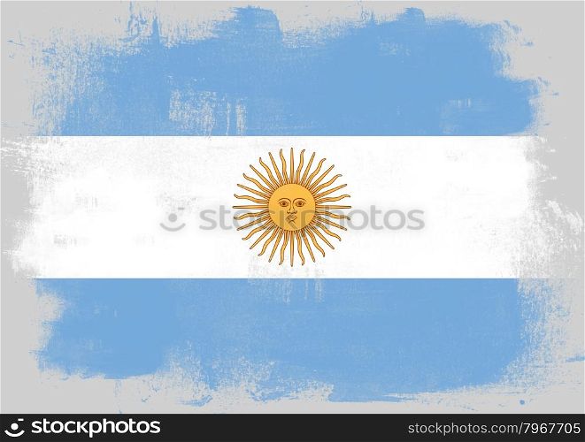 Flag of Argentina painted with brush on solid background,