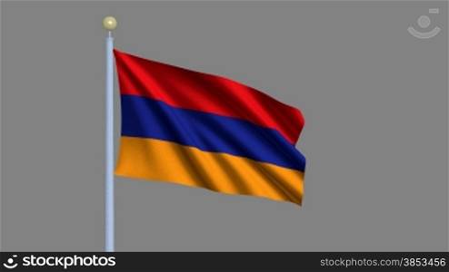 Flag of Armenia waving in the wind - highly detailed flag including alpha matte for easy isolation - Flagge Armeniens im Wind inklusive Alpha Matte