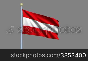 Flag of Austria waving in the wind - highly detailed flag including alpha matte for easy isolation --- Flagge Oesterreichs im Wind inklusive Alpha Matte