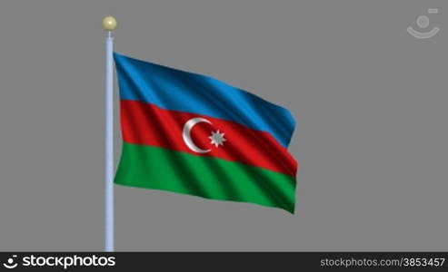 Flag of Azerbajian waving in the wind - highly detailed flag including alpha matte for easy isolation - Flagge Albaniens im Wind inklusive Alpha Matte