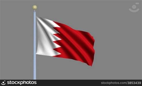 Flag of Bahrain waving in the wind - highly detailed flag including alpha matte for easy isolation - Flagge Bahrains im Wind inklusive Alpha Matte