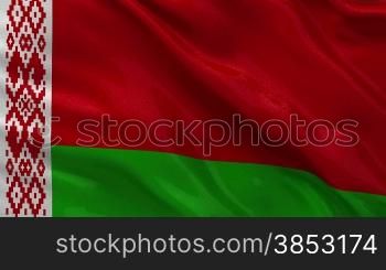 Flag of Belarus gently waving in the wind. Seamless loop with high quality, glossy fabric material.