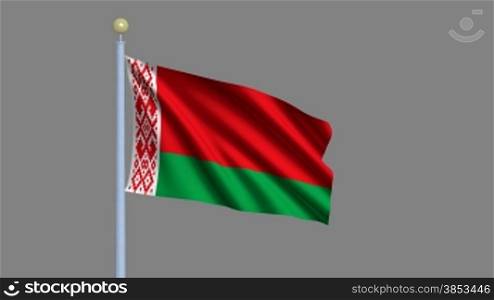Flag of Belarus waving in the wind - highly detailed flag including alpha matte for easy isolation - Flagge Wei?russlands im Wind inklusive Alpha Matte
