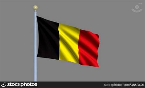 Flag of Belgium waving in the wind - highly detailed flag including alpha matte for easy isolation - Hochdetailierte Flagge Belgiens im Wind inklusive Alpha Matte