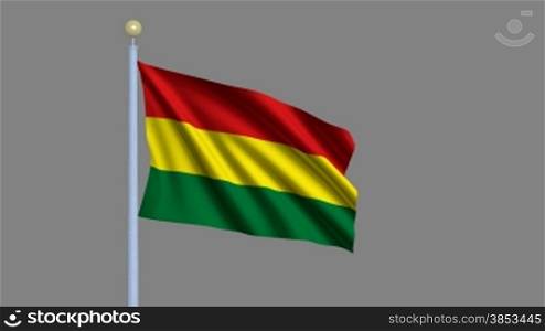 Flag of Bolivia waving in the wind - highly detailed flag including alpha matte for easy isolation - Flagge Boliviens im Wind inklusive Alpha Matte
