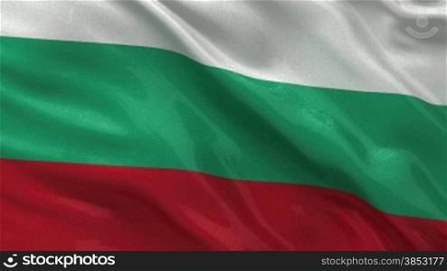 Flag of Bulgaria waving gently in the wind. Seamless loop with high quality fabric material.