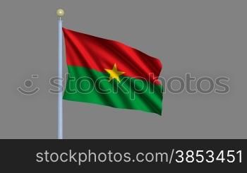 Flag of Burkina Faso waving in the wind - highly detailed flag including alpha matte for easy isolation - Flagge Albaniens im Wind inklusive Alpha Matte