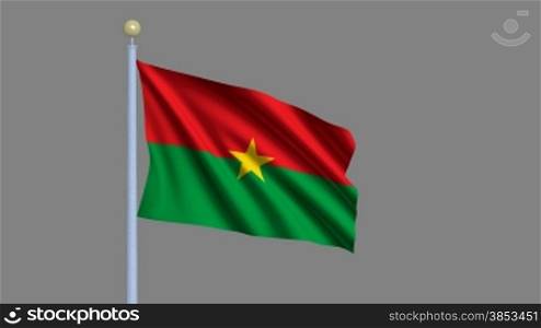 Flag of Burkina Faso waving in the wind - highly detailed flag including alpha matte for easy isolation - Flagge Albaniens im Wind inklusive Alpha Matte