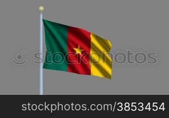 Flag of Cameroon waving in the wind - highly detailed flag including alpha matte for easy isolation - Flagge Kameruns im Wind inklusive Alpha Matte