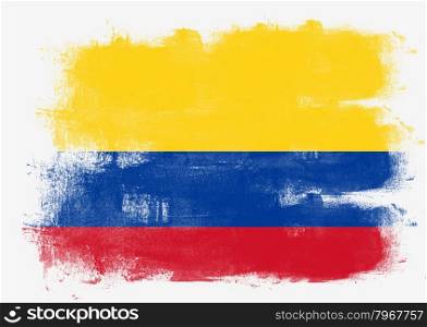 Flag of Colombia painted with brush on solid background,